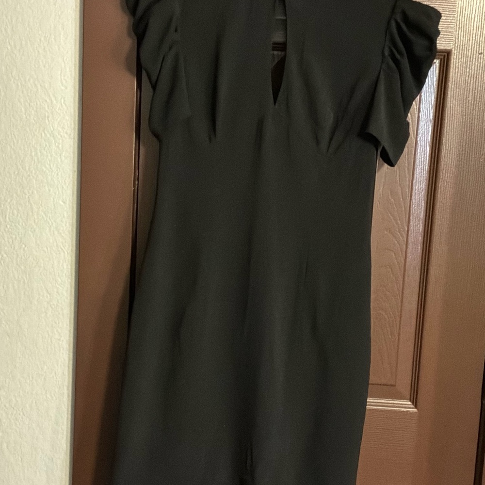 Classic Black Women's Dress - Elegant V-Neck